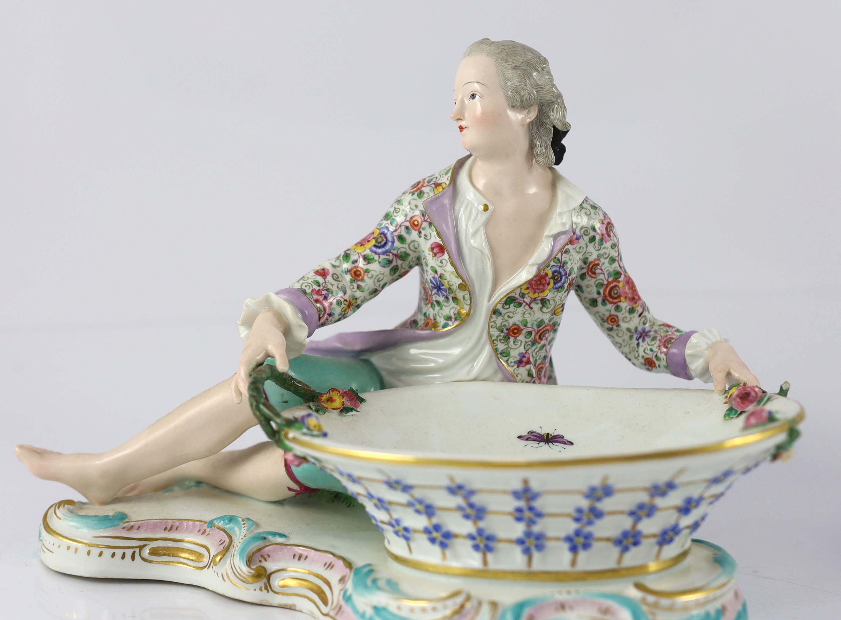 A pair of large Meissen figural bonbon dishes, 19th century